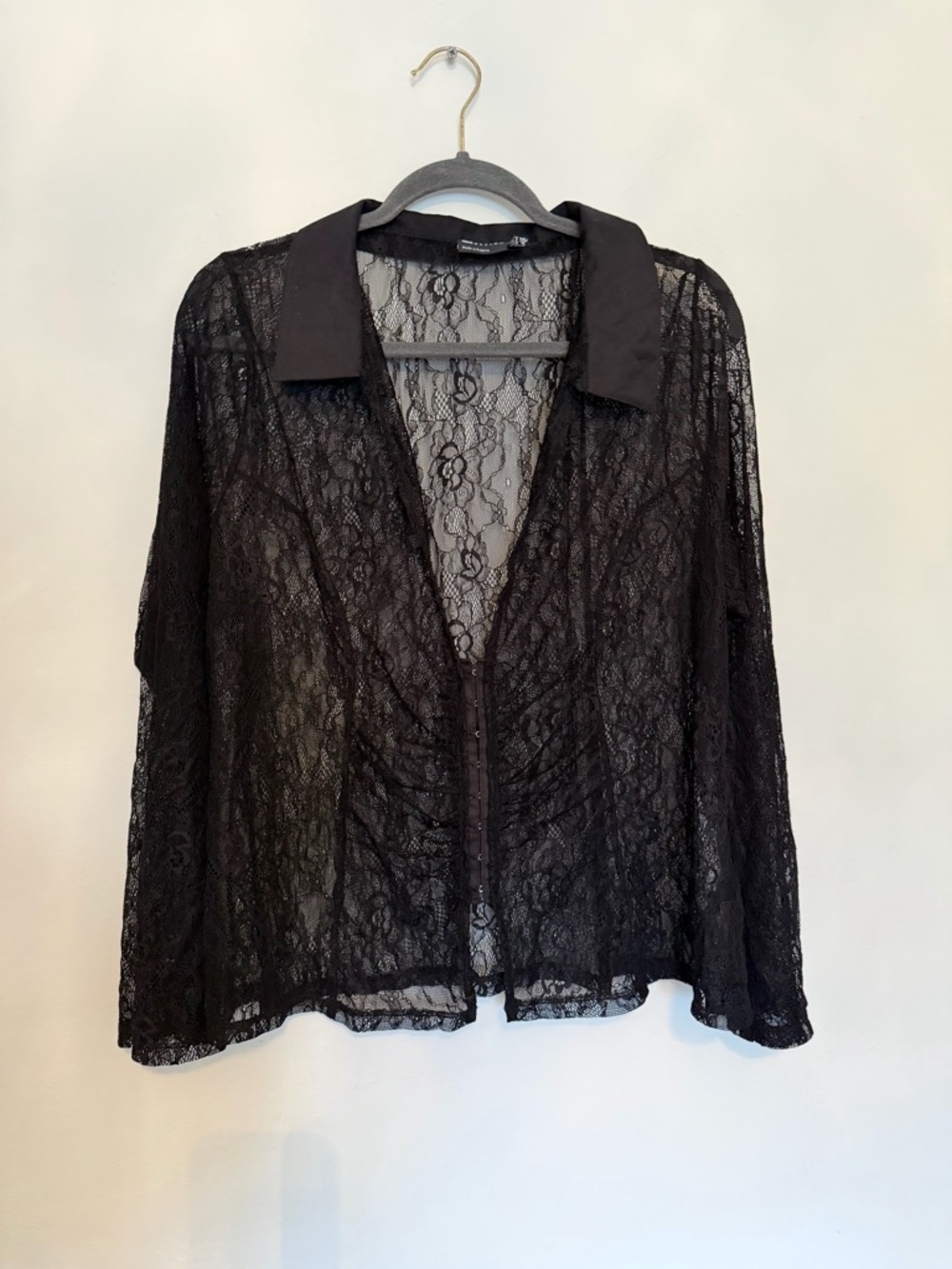 ASOS Design Plus Size Black Lace Button-Front Women’s Top - Size US 16